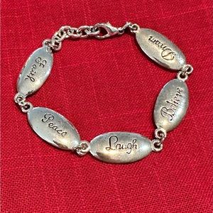 Double-sided inspirational silver bracelet